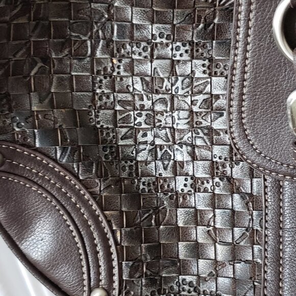 Ladies COLDWATER CREEK Embossed Woven Leather Hobo Handbag - Picture 2 of 11